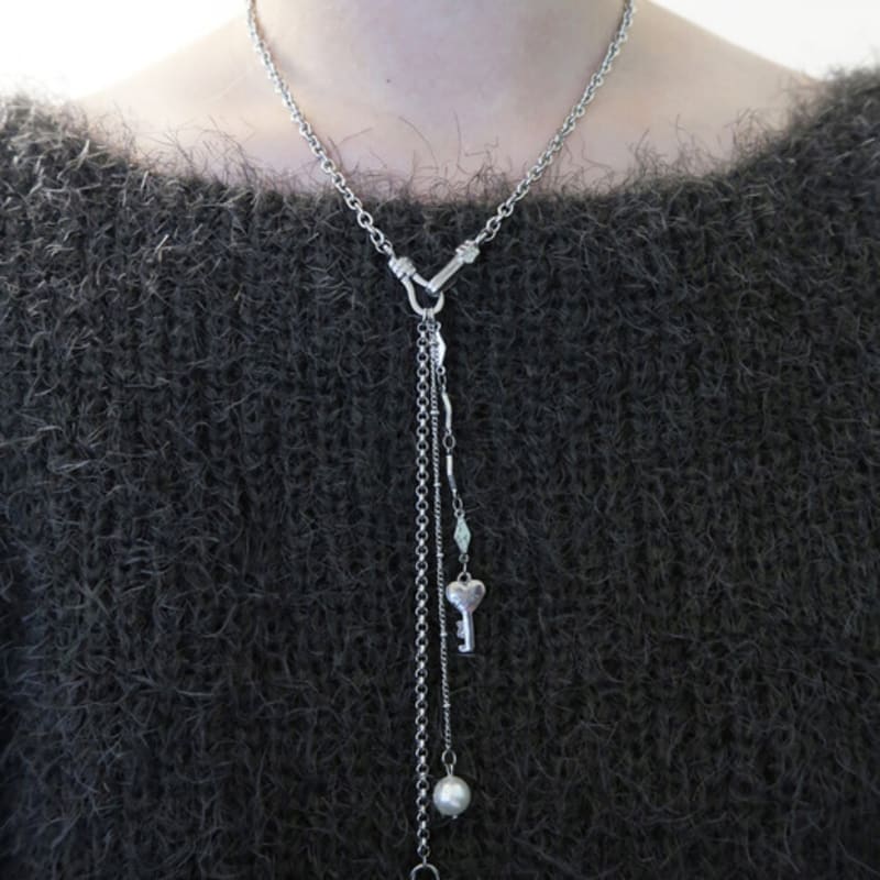 821WEBSERVICE love lock tie necklace