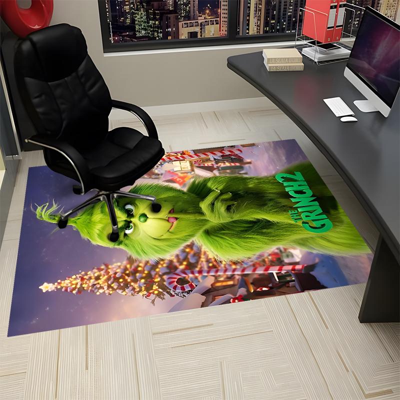 Tapis imprimé Grinch, Tapis pour chaise de bureau Salon Chambre à coucher Décoration de cuisine Cadeaux.