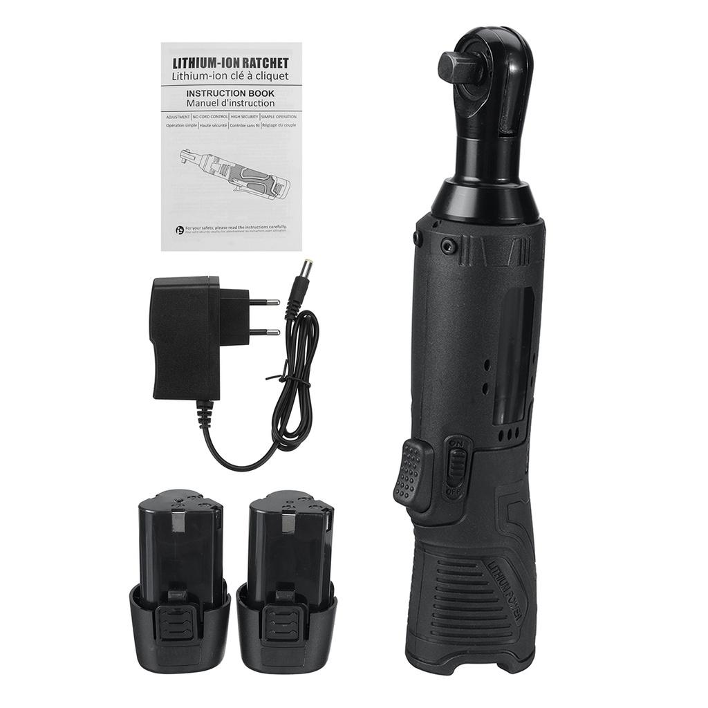 12V 3/8 Inches Cordless Electric Right Angle Wrench Ratchet Wrench With LED Lights 0/1/2 Batteries Power Tools