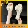 Transparent slippers female sexy bow sandals 2025 summer new fashion open-toe wear high-heeled thick heel half-tow