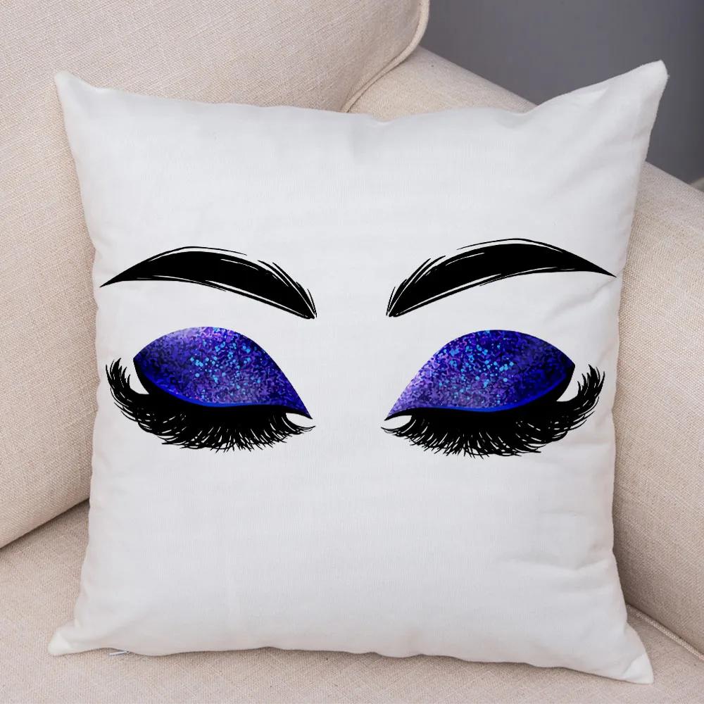 Home Decor Sexy Women Eyelash Pillow Cover Sofa Car Cartoon Eyes Print Cushion Cover Pillow Cover Funda De Almohada