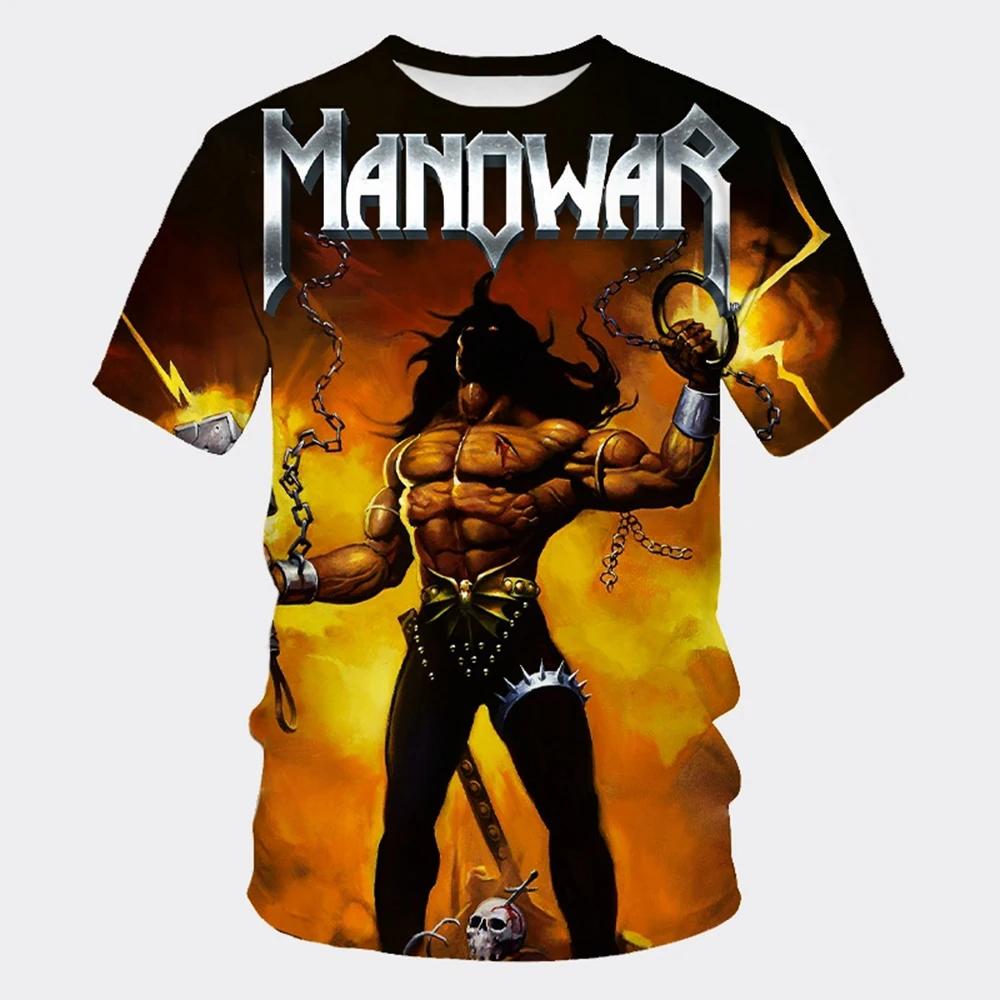 MANOWAR Rock Hip-hop Band 3D Print Sports Quick-dry Breathable Men T-shirt Street Casual Fashion Short-sleeve Clothing Summer