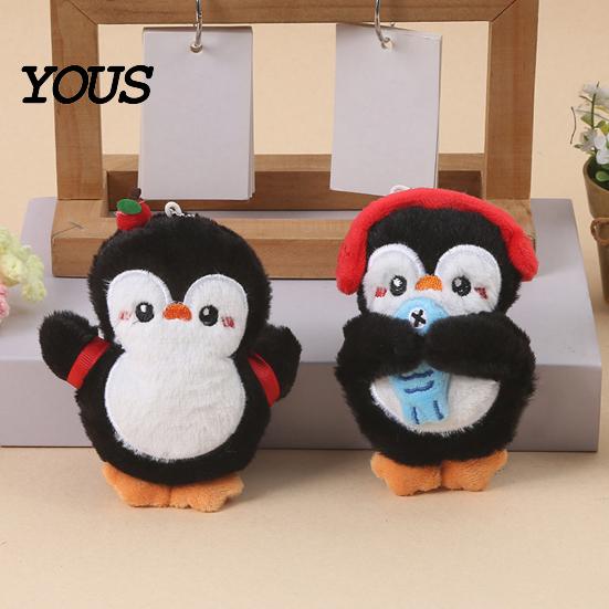 Portable Penguin Charm Plush Toy with Squeaker, Cartoon Keychain Mini Doll Pendant, Stuffed Animal for Backpack Bag Decorative Hanging Accessory Girls