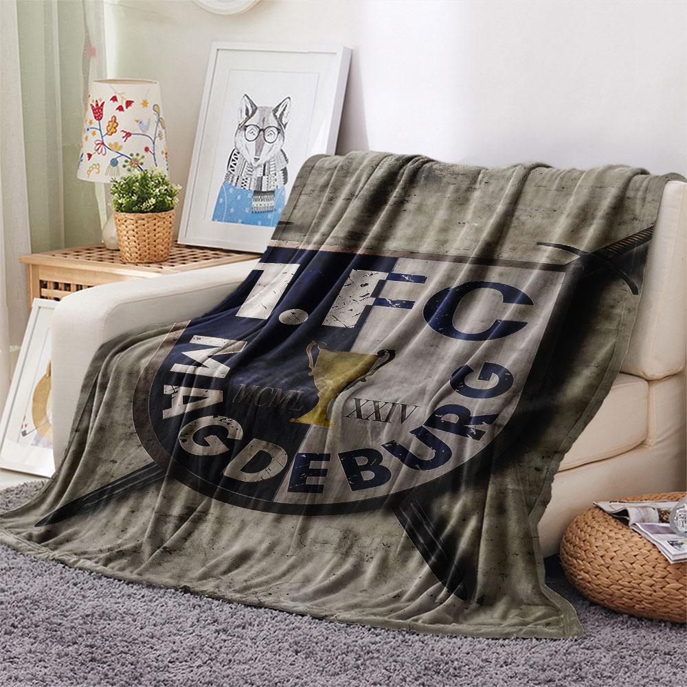 1PC 1. FC Magdeburg Patterned Flannel Blanket Suitable For All Seasons for Home Decor Warmth and Comfort Gifts Holiday Present