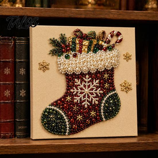 Regali di Natale pensati per gli appassionati Kit Artistico Pittura su Tela con Perle Finte Fai da Te, Kit per Artigianato con Perline Divertimento in Famiglia Adulti, Principianti, Babbo Natale Carino