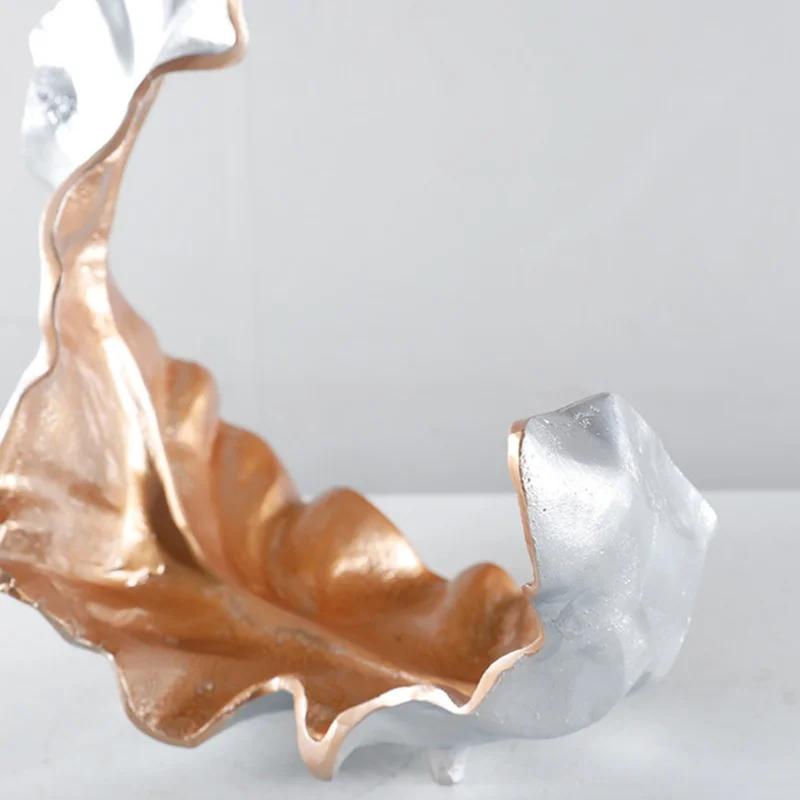 For Resin Handicraft Leaf Fruit Bowl Curved Dead Leaf Desktop Storage Container Tray Decorative Figurines Home Decoration