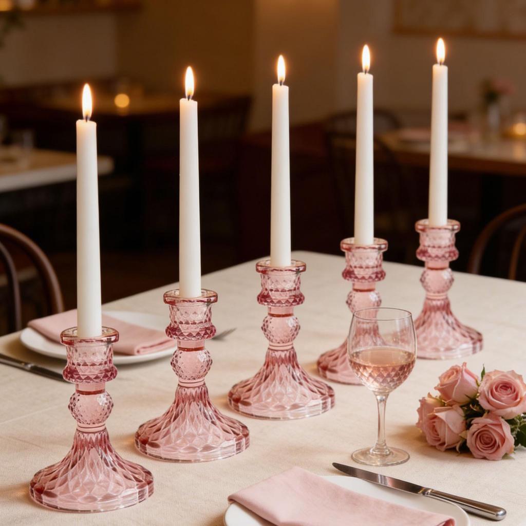 Retro Glass Candlestick Holder for Weddings & Parties