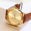 BUREI Analog Quartz Leather Strap Men's Watch, Waterproof, Popular, Slim, Simple, Stylish, Business, Casual, (Gold, Brown, Leather)