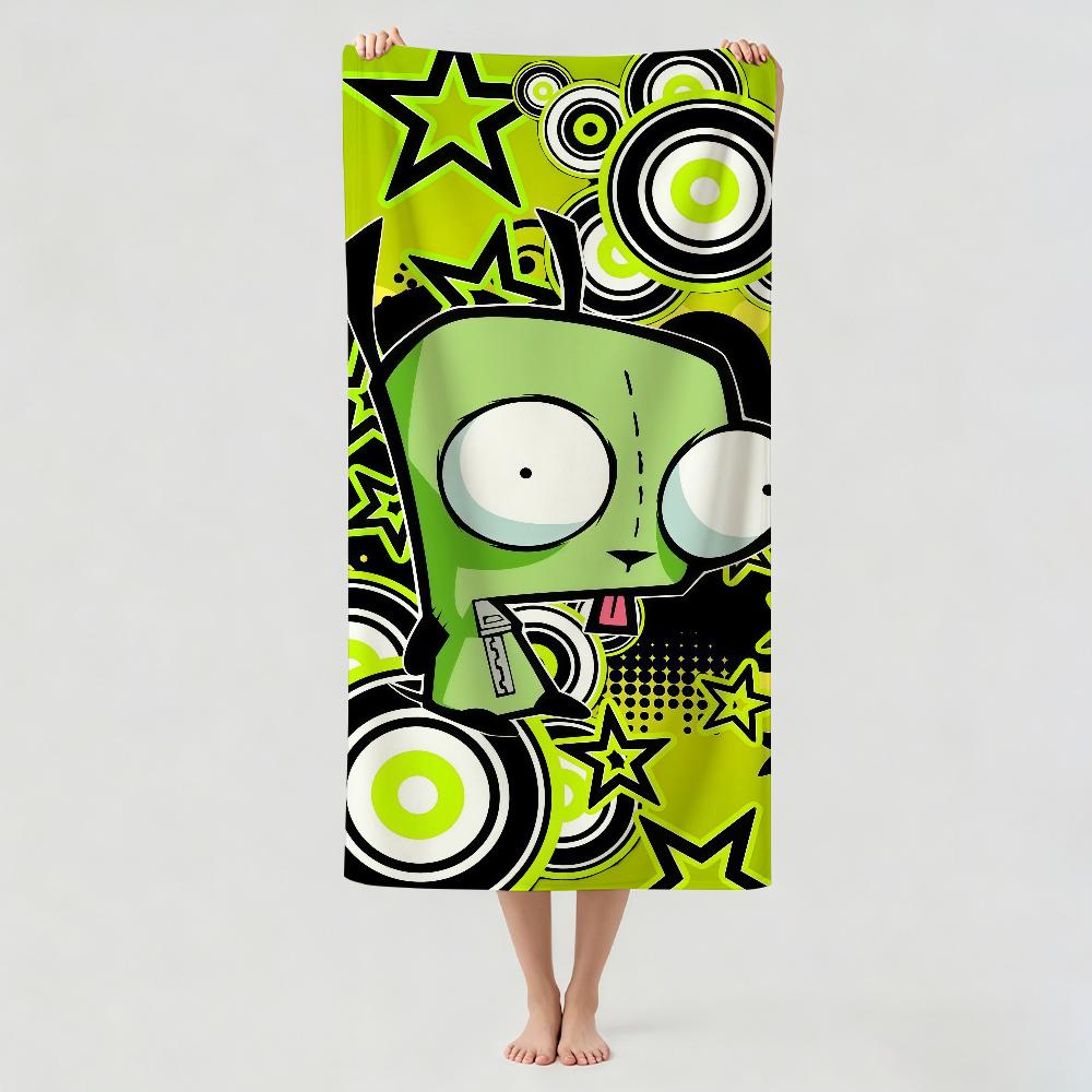 Cartoon funny I-Invader Z-Zim Towel Drying Bath Towel Applicable To Light Swimming Camping Yoga Beach Out