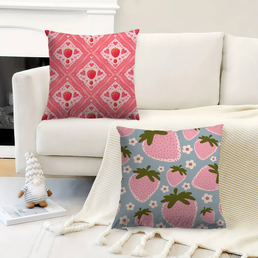 Strawberry Floral Delight Pillow Gift Home Office Decoration Pillow Bedroom Sofa Car Cushion CoverPillow Case