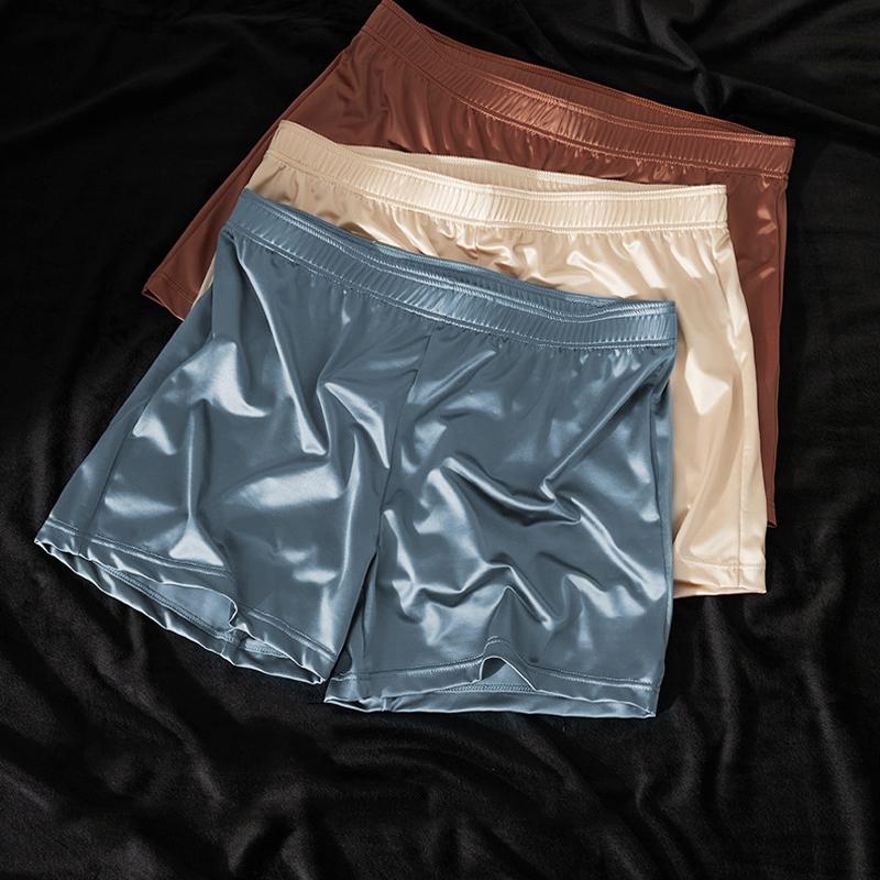 Pánské Pánské Šortky Prodyšné Saténové Luxusní Kalhotky Chladivé Ledové Hedvábí Boxerky Pohodlné Bezešvé Vysoce Elastické Jednobarevné 1 ks