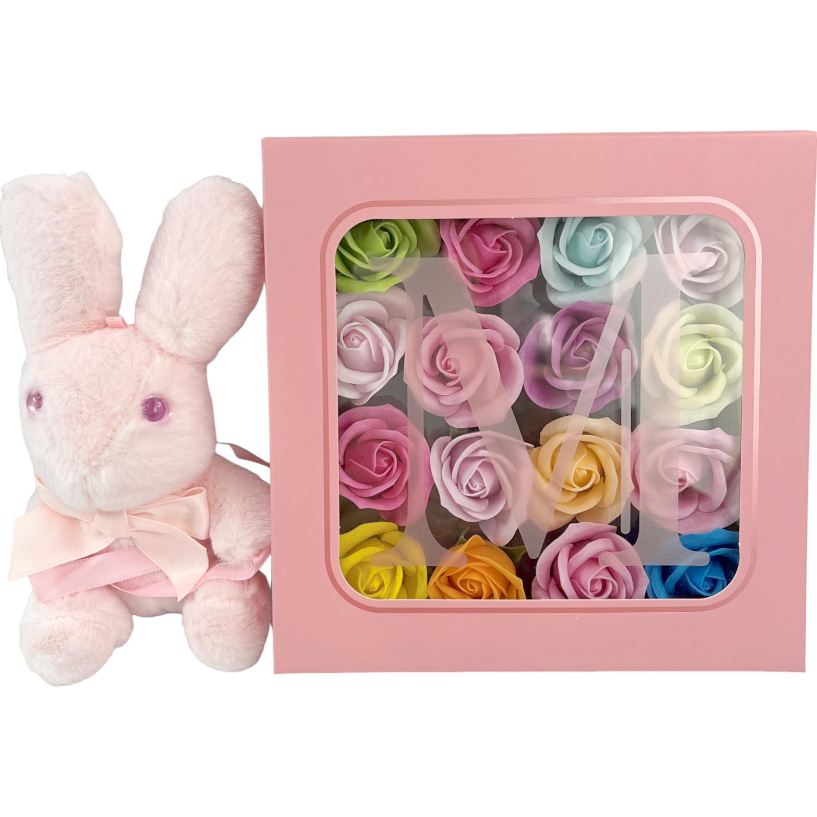Soap Flower Bath Bath Bath Merci Fresh Gift Present Plush Christmas 838101 Q-FLA Additives, Fragrance, Petal, Box, Rabbit, Pink, Set, Box, Toy, Gift,