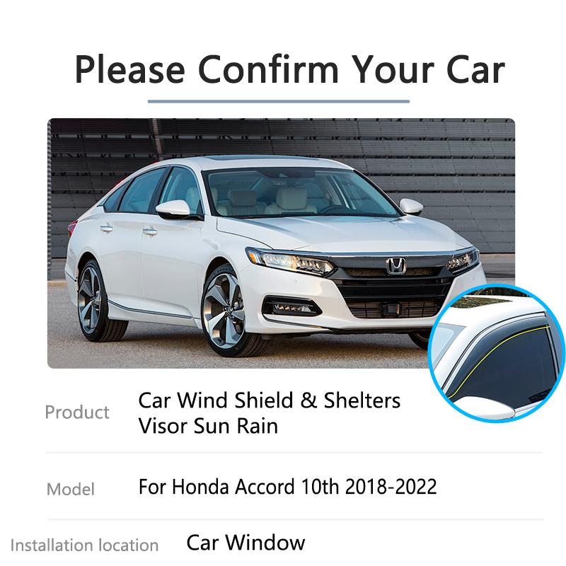 For Honda Accord LX Inspire 10th 2018    2022 Rain Window Visors Deflector Awing Guard Trim Windshield