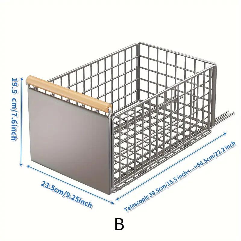 Metal Pull-Out Storage Basket, Slide-Out Cabinet Organizer, Spice and Cutlery Storage Multipurpose Kitchen Cabinet Organizer
