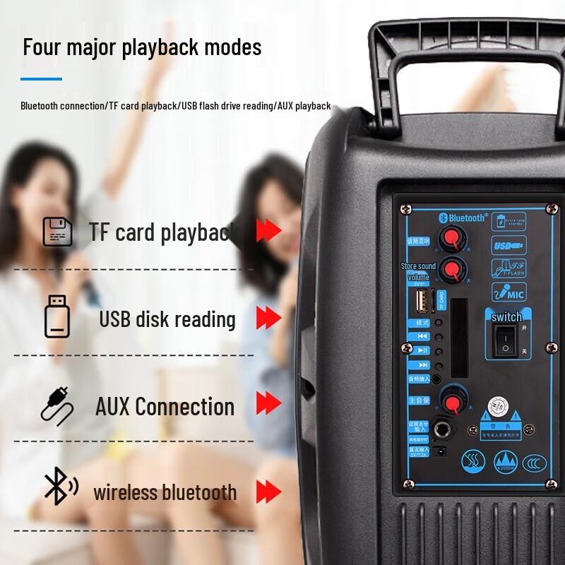 SAST Portable Outdoor Karaoke Trolley Speaker with Dual Microphones CN plug (adapter included)