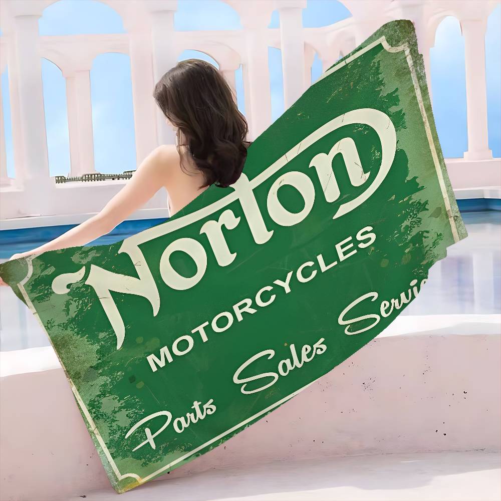 Berühmte N-Norton Motorräder Mikrofaserdecke Schnelltrocknende Strandtücher Übergröße Druck Super Saugfähige Pooltuchdecke