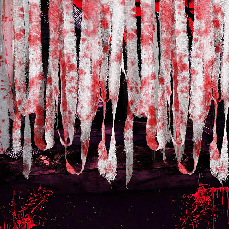 Halloween Bloody Cloth Strips Blood Gauze Bandage Haunted House Cosplay Costume Prop Horror Party Scene Decor Props Supplies