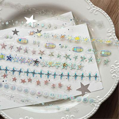 PET 3D Hot Silver Scrapbook Journal Stickers Dreamy Sparkling Sweet Korean Star DIY Decals Premium Planner Decoration Supplies