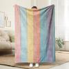 1pc Extra Long Soft Flannel Throw Blanket - Pastel Rainbow Colors Orange Yellow Blue PurpleTurquoise- All-S