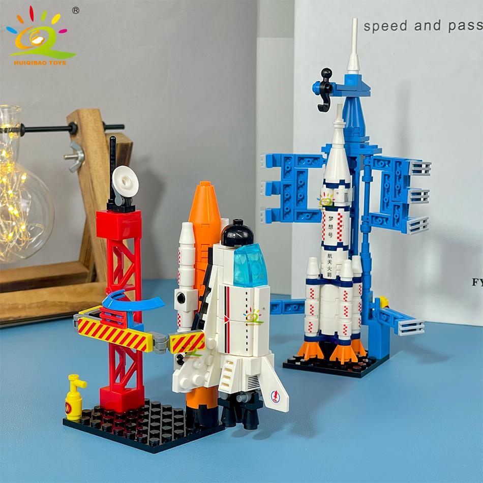 HUIQIBAO Letecký kosmodrom Model Raketoplán Raketa Startovní centrum Stavební bloky MOC Kosmická loď Dětské kostky Hračka