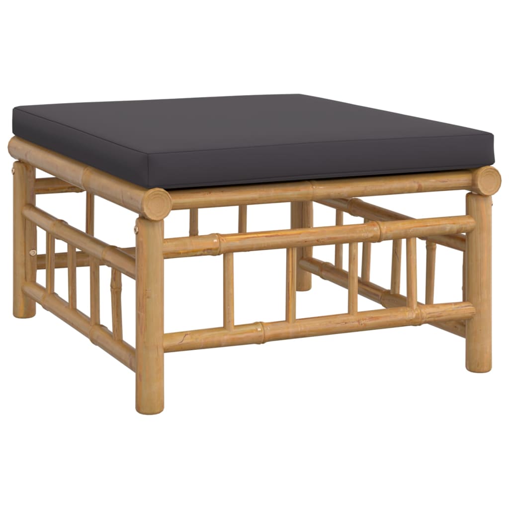 Vidaxl 4-Cz. Garden Furniture Set, Dark Grey Cushions, Bamboo