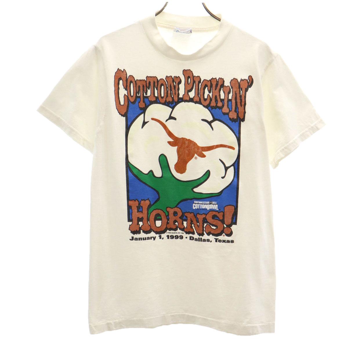 

ALL SPORTS 90s Made in USA Old 1999 COTTON PICKIN HORNS Short sleeve T-shirt Men s Used