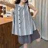 ZANZEA Women Casual Round Neck Loose Stripe Sleeveless Tank Tops