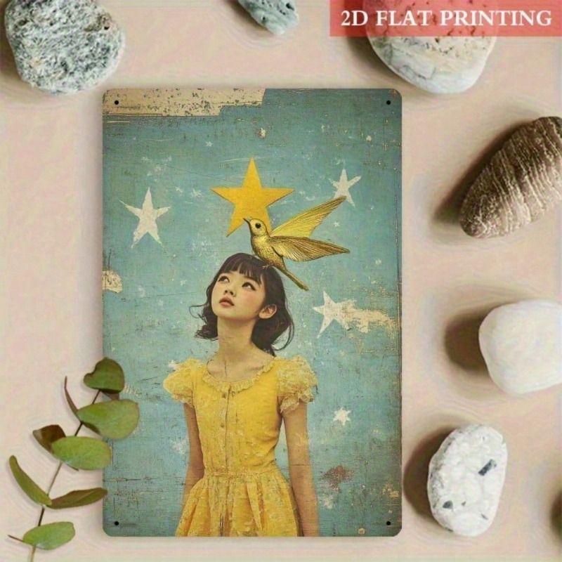 Planetjuice Planetjuice Metal Poster Wall Art Starry Night Girl Bedroom