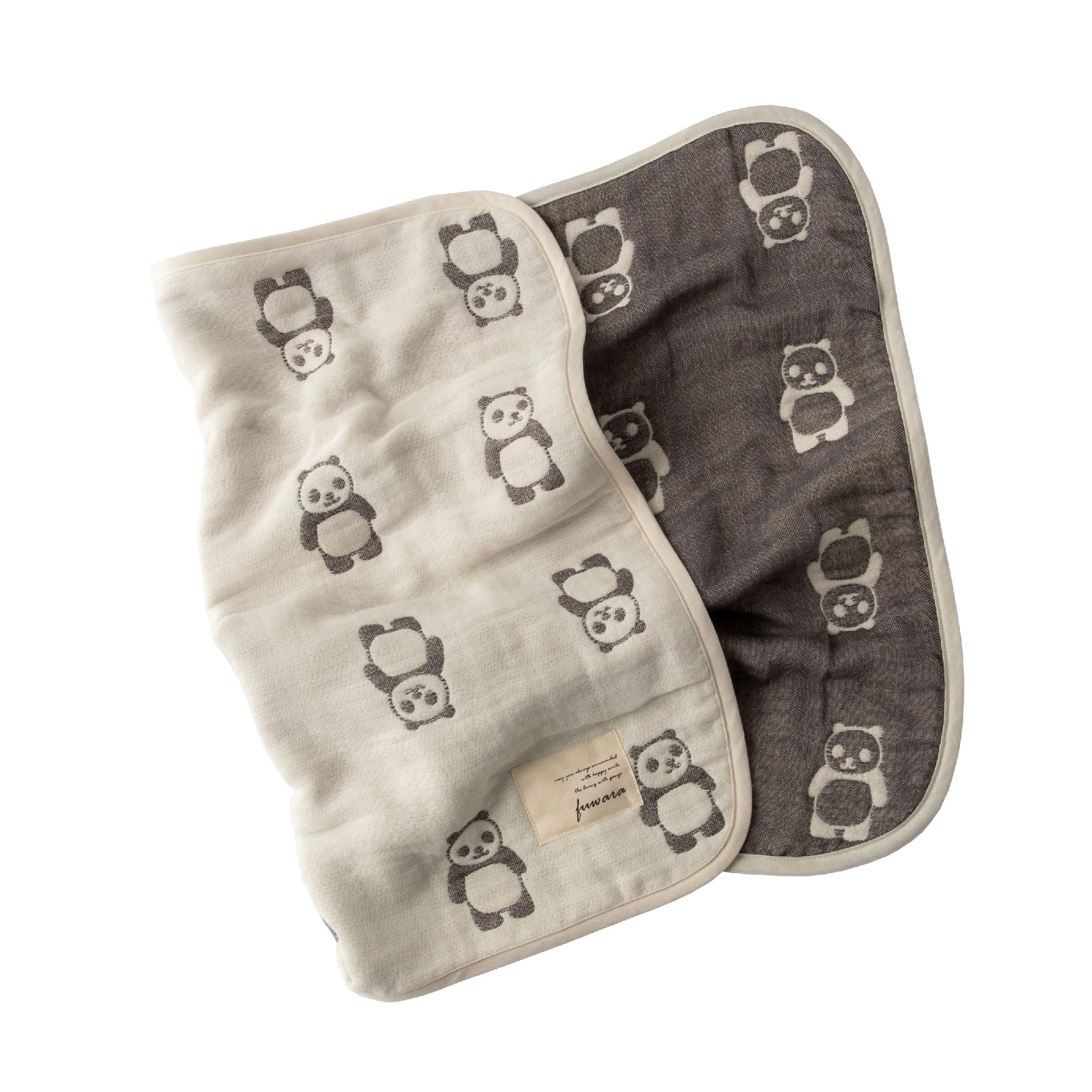

fuwara 6-ply gauze blanket, travel size, approximately 50 x 70 cm, made in Japan (Panda/Charcoal)