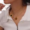 Retro Tiger Eye Fish Mouth Titanium Steel Necklace for Women - Fashionable Light Luxury Design