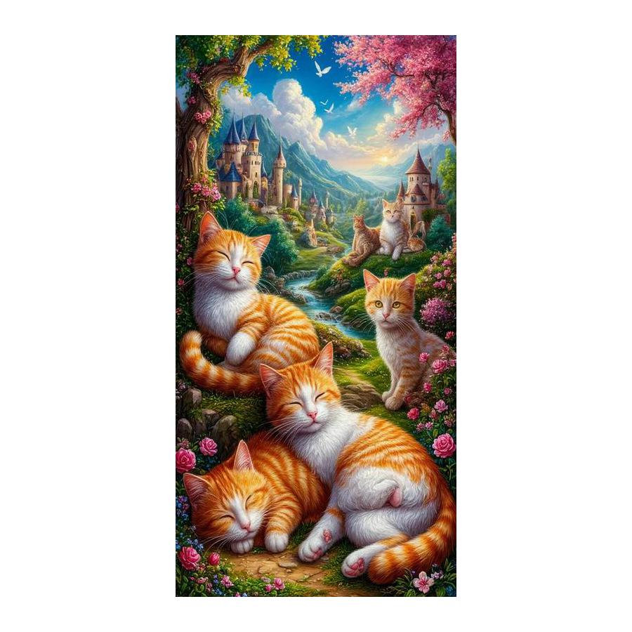Cat Sleeping Castle Large Size Diamond Painting New Collection Animal Diy Full Square Round Drill Rhinestone Embroidery Mosaic Cross Stitch Kits