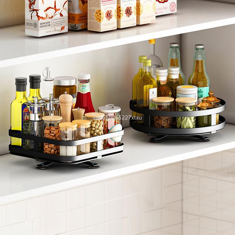 Creativi rotatable kitchen seasoning racks  bottle storage sorting multifunctional 1/2/3 layer detachable round