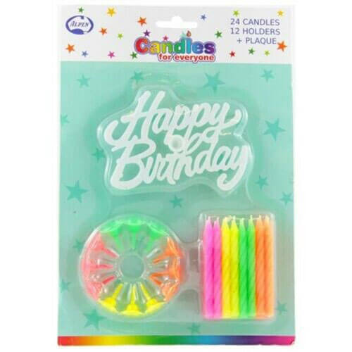 Bougies d'anniversaire Alpen avec supports (Paquet de 24) (avec plaque)