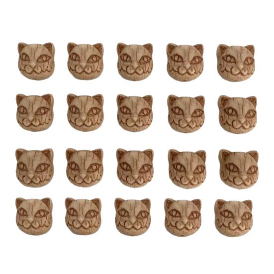 20 Pcs Cat Head Shaped Resin Stones, Miniature Cat Head Statue, Decorative Animal Sculptures for Yard, Planter, Office Tabletop Decor 20PCS