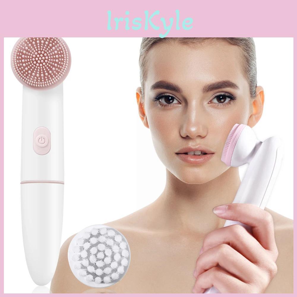 Electric Face Cleaner Cleansing Facial Brush Wash Machine Spa Skin Care Massager Blackhead Facial Silicone Cleanser Tools 2 In 1