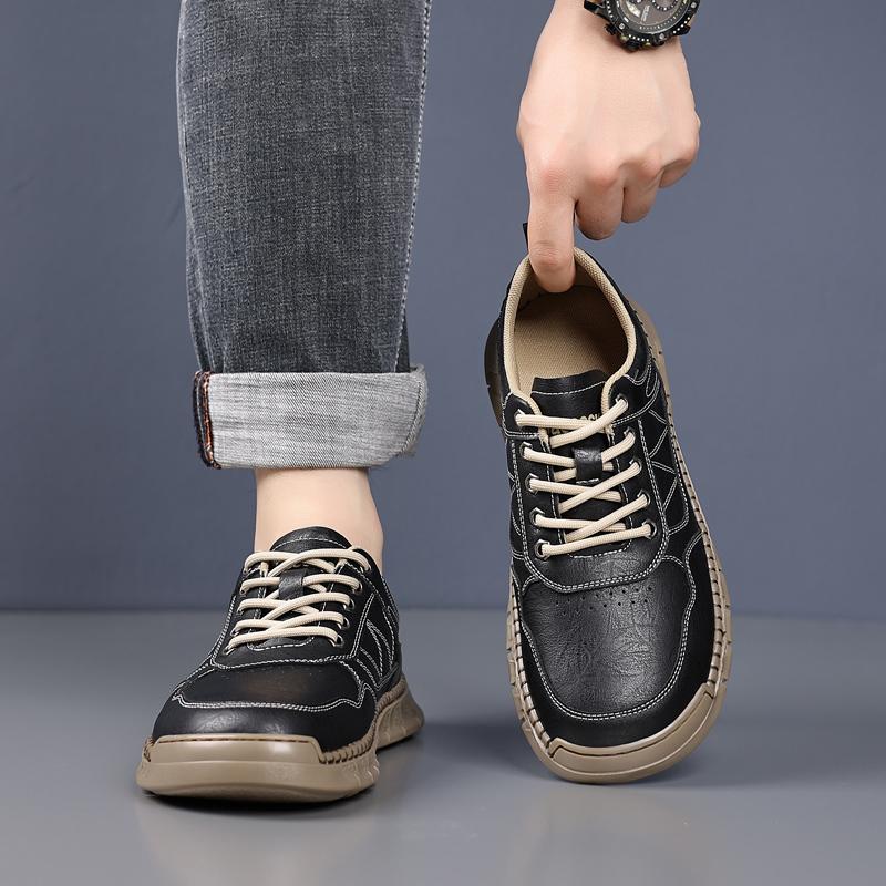 Fashion Fashion Lace Up Mens Casual Shoes Lightweight Leather Man Treking footwear Board Shoes Outdoor Sports Sneakers Hiking Trainers