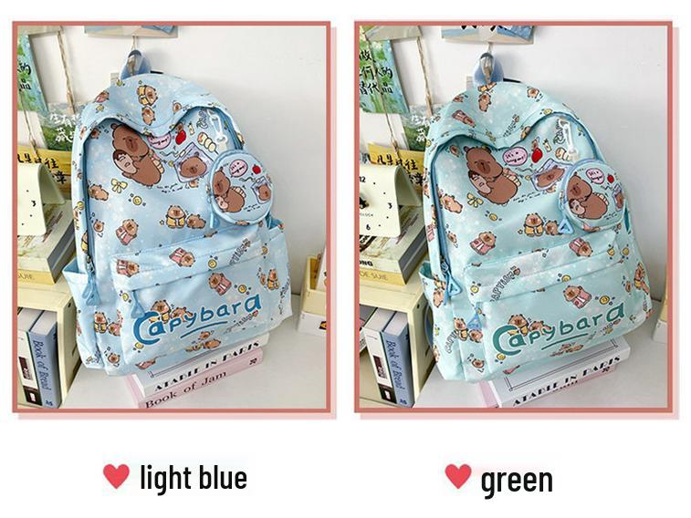 New Style Lightweight Children's Backpack - Large Capacity for Boys & Girls, Double Shoulder Bag with Capybara Design