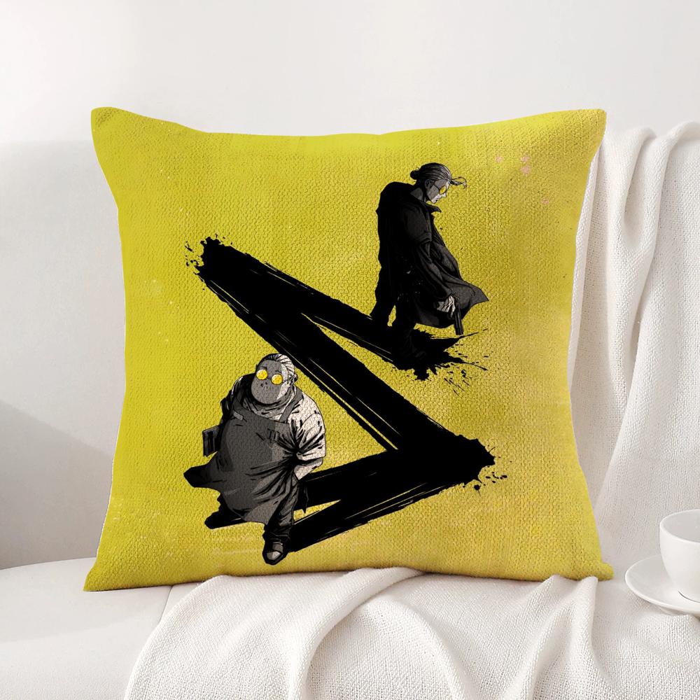 Anime S-Sakamoto Days Cushion Cover Summer Coolness Linen Fabric Double-Sided Printing Pillow Case Sofa Home Decor Gift