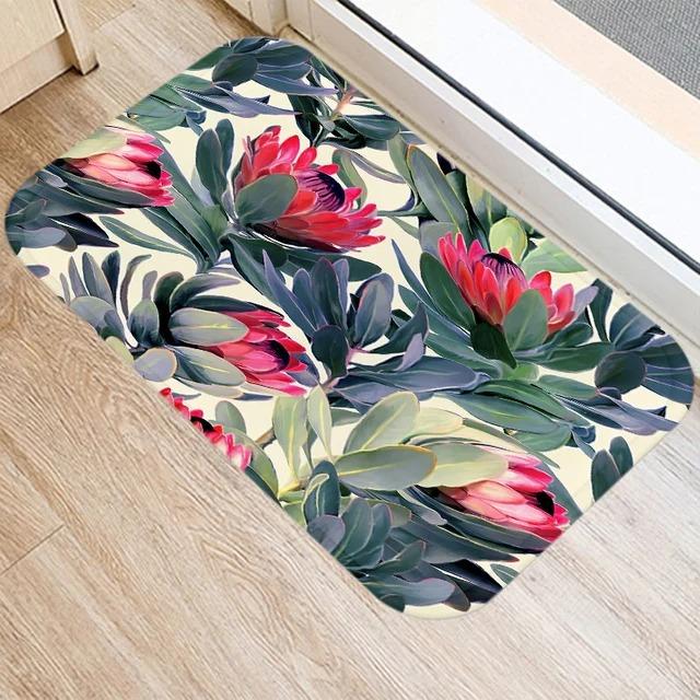 Tropical Plants Leaf Mat Kitchen Rugs Anti-slip Home Hallway Bedroom Entrance Carpets Washable Bathroom Porch Decorative Doormat