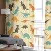 Dinosaur Animal Illustration Retro Pattern Background Chiffon Sheer Curtains Living Room Bedroom Window Voiles Tulle Curtain