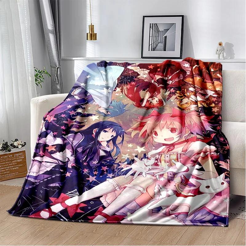 Karikatür Puella Magi Madoka Magica Battaniye, Yumuşak Atmak Battaniye Ev Yatak Odası Yatak Kanepe Piknik Seyahat Ofis Kapak Battaniye Çocuklar için