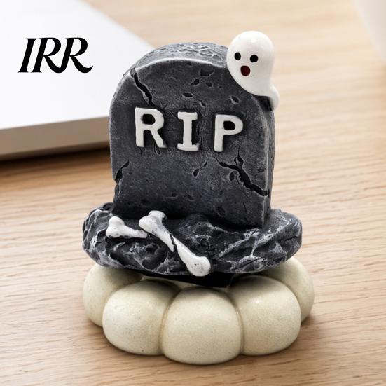 Spooky Tabletop Accents Halloween Figurine, Small Resin Rotating Ghost Skull Pumpkin Gravestone Collectible Figures Statue, Ornament for Home