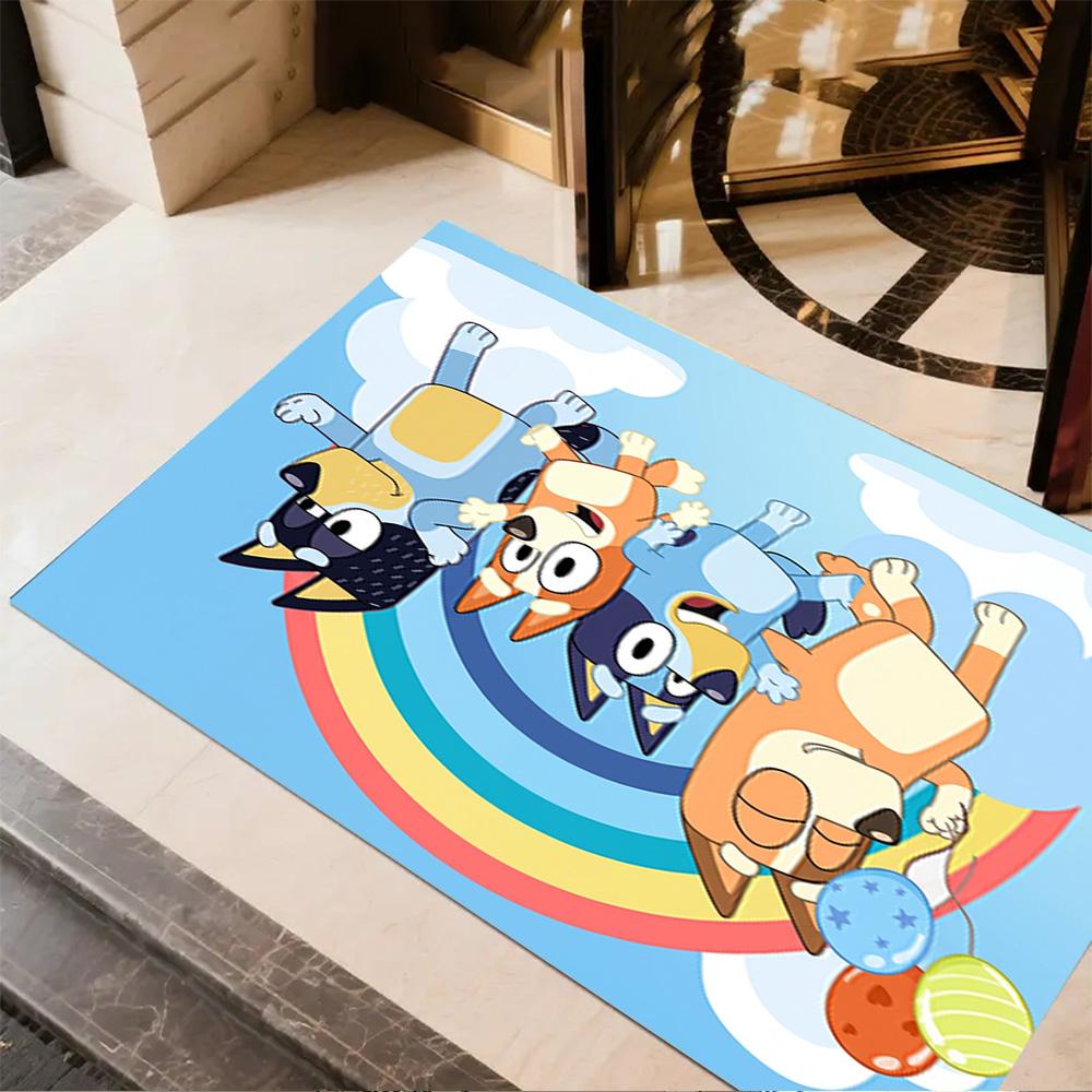 Bluey Friends Adventure Floor Mat Design for Study Room Playrooms Dining Room Kitchen Antislip Carpet Anime Office Decor