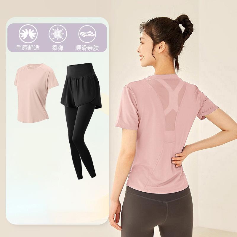 Tennis suit women's short-sleeved training clothes outdoor running quick-drying clothes thin badminton T-shirt fitness clothes