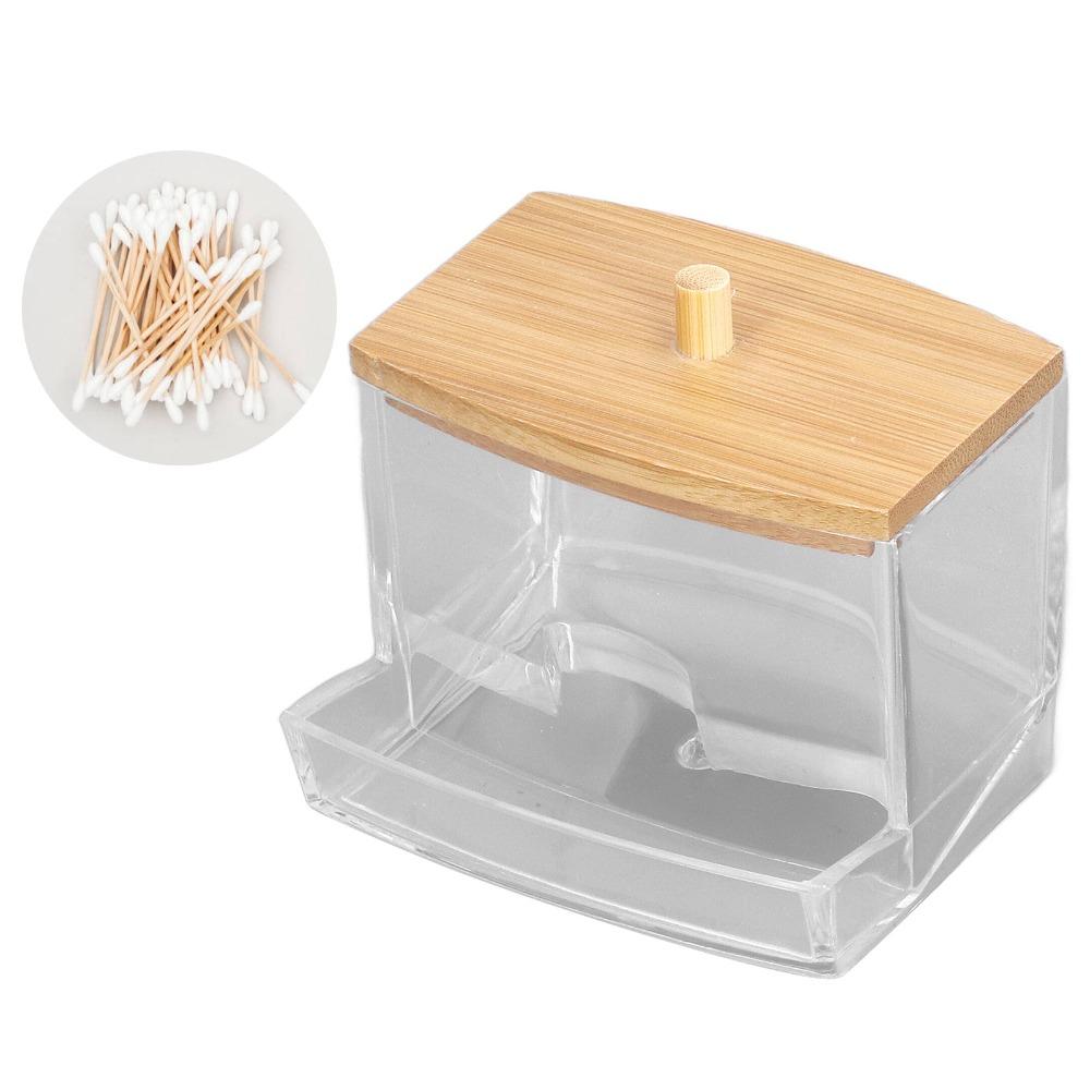Sturdy Durable Cotton Swab Box Transparent High Smoothness Cotton Swab Container Multipurpose Portable Cotton Swab Holder
