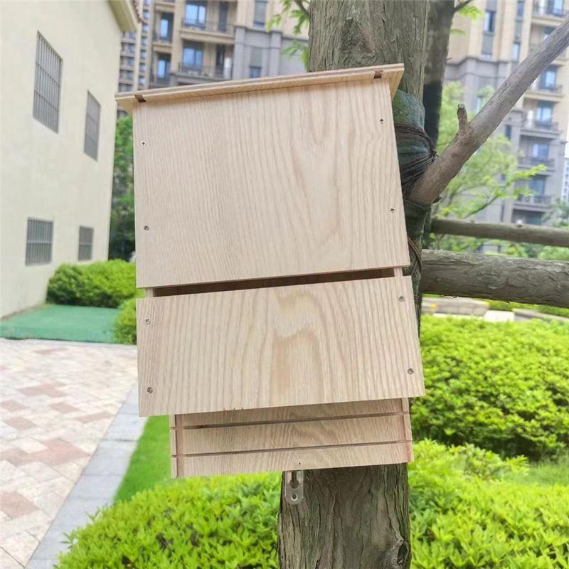 M-Modern-Large Outdoor Bat House, Huge Wooden Box, Weatherproof, Untreated Spiral Bat House, Shelter, Garden Accessories A