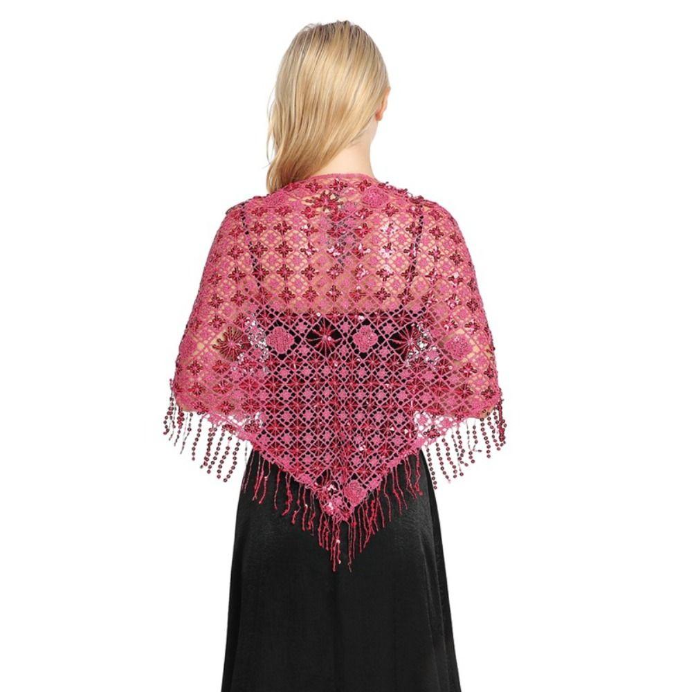 Capes Sequins Tassel Shawls Tassels Belly Dancing Scarf Practice Triangle Shawl  For Women