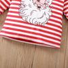 Spring Autumn Christmas Girls Outfit Long Sleeve Cartoon Striped Letter Crewneck Top And Pants Two Piece Fashion Kids Clothing Set