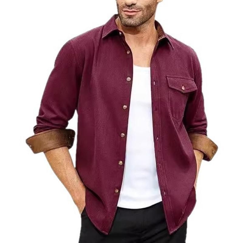 Men S Long Sleeve Solid Color Casual Vacation Shirt