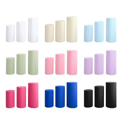 3Pcs Cylinder Dessert Pedestal Covers Tablecloth Plinth Stand Pillar Covers for Wedding Party Thanksgiving Graduation Engagement